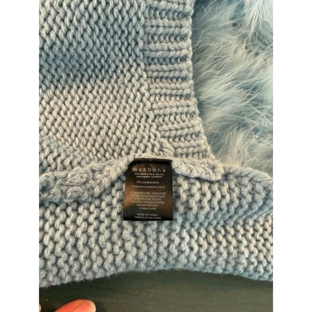 Christian Cowan x maxbone Feather Jumper Pet Dog Sweater XL Light Blue Ostrich